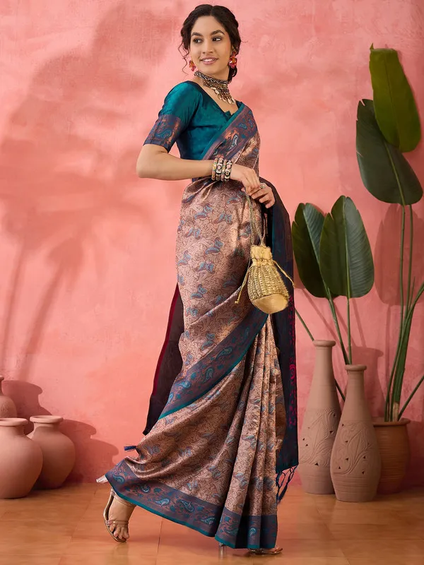Tealblue_Cotton_Silk___Premium_&_Elegant_(_Rich_Zari_)_Saree_With_Blouse_Piece_For_Women