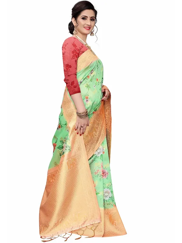 Green_Cotton_Silk_Premium_&_Elegant_(_Bollywood_Style_Woven_Zari_Border_And_Pallu_Digital_Printed_)_Saree_Saree_With_Blouse_Piece_For_Women