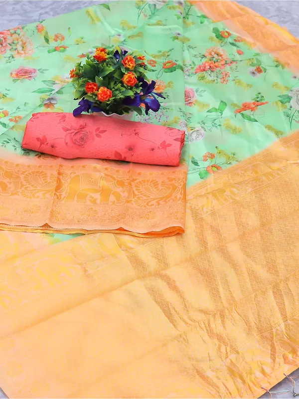 Green_Cotton_Silk_Premium_&_Elegant_(_Bollywood_Style_Woven_Zari_Border_And_Pallu_Digital_Printed_)_Saree_Saree_With_Blouse_Piece_For_Women