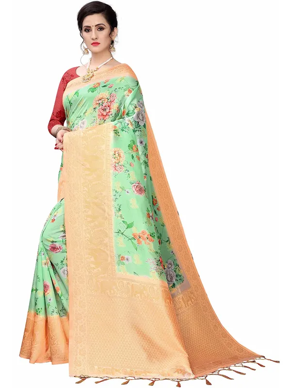 Green_Cotton_Silk_Premium_&_Elegant_(_Bollywood_Style_Woven_Zari_Border_And_Pallu_Digital_Printed_)_Saree_Saree_With_Blouse_Piece_For_Women