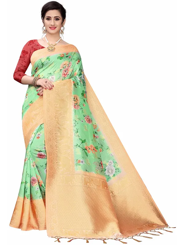 Green_Cotton_Silk_Premium_&_Elegant_(_Bollywood_Style_Woven_Zari_Border_And_Pallu_Digital_Printed_)_Saree_Saree_With_Blouse_Piece_For_Women