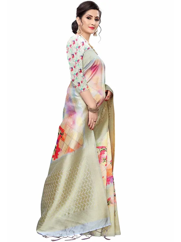 Multicolor_Cotton_Silk_Premium_&_Elegant_(_Bollywood_Style_Woven_Zari_Border_And_Pallu_Digital_Printed_)_Saree_Saree_With_Blouse_Piece_For_Women