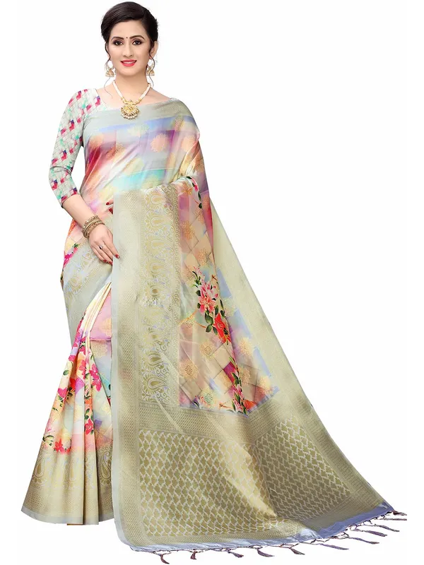 Multicolor_Cotton_Silk_Premium_&_Elegant_(_Bollywood_Style_Woven_Zari_Border_And_Pallu_Digital_Printed_)_Saree_Saree_With_Blouse_Piece_For_Women