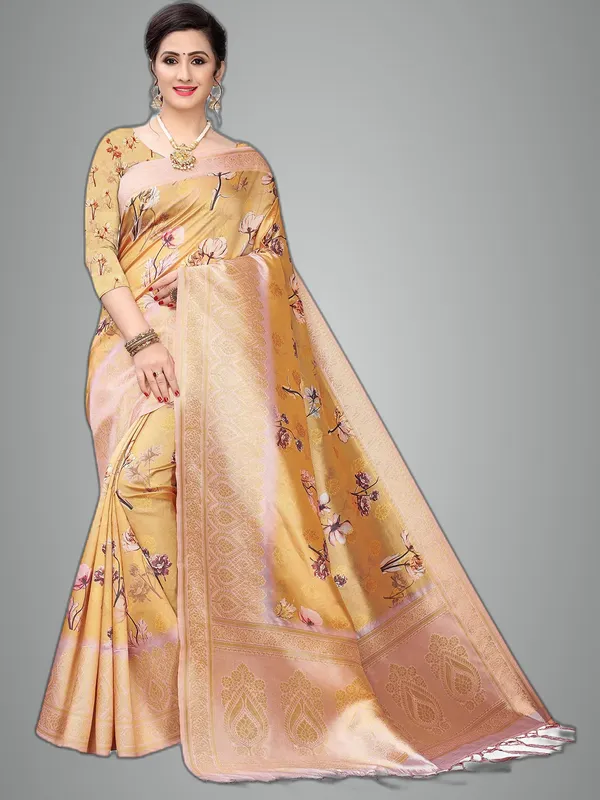Mustard_Golden_Cotton_Silk_Premium_&_Elegant_(_Bollywood_Style_Woven_Zari_Border_And_Pallu_Digital_Printed_)_Saree_Saree_With_Blouse_Piece_For_Women