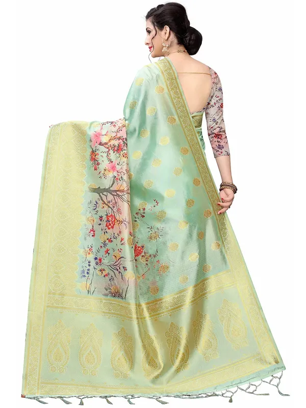 Ocean_Green_Cotton_Silk_Premium_&_Elegant_(_Bollywood_Style_Woven_Zari_Border_And_Pallu_Digital_Printed_)_Saree_Saree_With_Blouse_Piece_For_Women