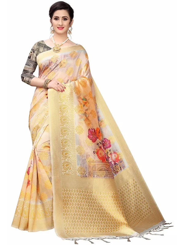 Multicolor_Cotton_Silk_Premium_&_Elegant_(_Bollywood_Style_Woven_Zari_Border_And_Pallu_Digital_Printed_)_Saree_Saree_With_Blouse_Piece_For_Women