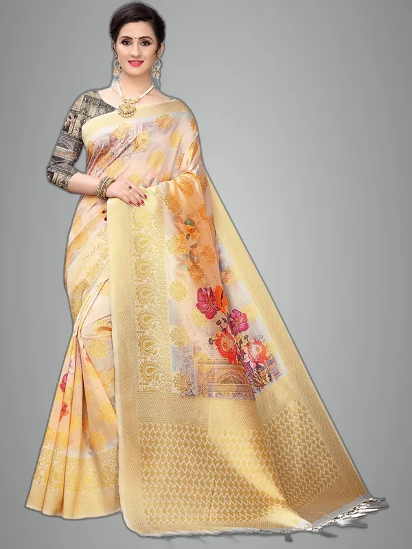 Multicolor_Cotton_Silk_Premium_&_Elegant_(_Bollywood_Style_Woven_Zari_Border_And_Pallu_Digital_Printed_)_Saree_Saree_With_Blouse_Piece_For_Women