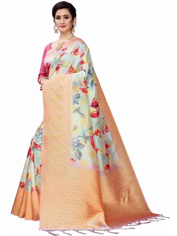 Multicolor_Cotton_Silk_Premium_&_Elegant_(_Bollywood_Style_Woven_Zari_Border_And_Pallu_Digital_Printed_)_Saree_Saree_With_Blouse_Piece_For_Women