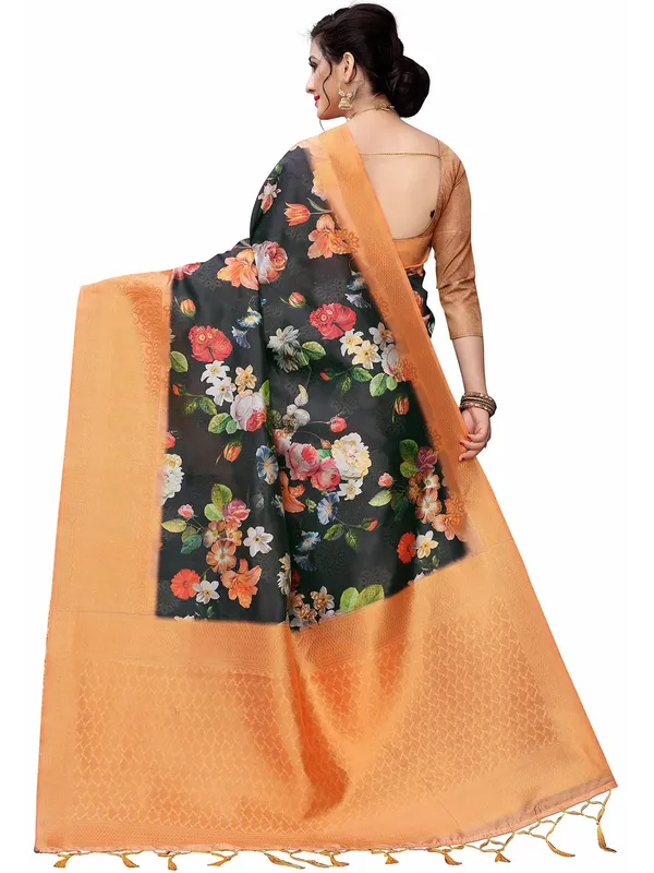 Black_Cotton_Silk_Premium_&_Elegant_(_Bollywood_Style_Woven_Zari_Border_And_Pallu_Digital_Printed_)_Saree_Saree_With_Blouse_Piece_For_Women