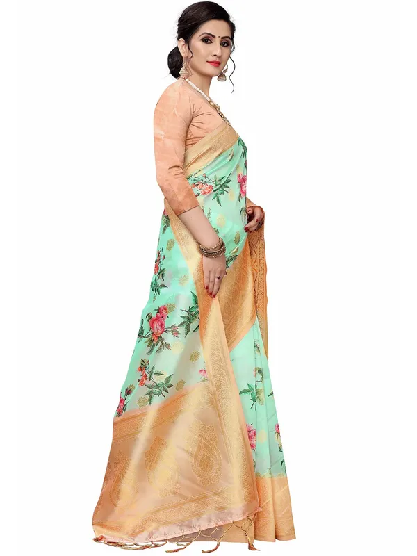 Mint_Green_Cotton_Silk_Premium_&_Elegant_(_Bollywood_Style_Woven_Zari_Border_And_Pallu_Digital_Printed_)_Saree_Saree_With_Blouse_Piece_For_Women