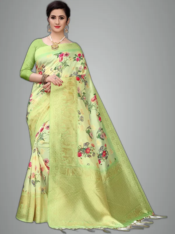 Lemon_Green_Cotton_Silk_Premium_&_Elegant_(_Bollywood_Style_Woven_Zari_Border_And_Pallu_Digital_Printed_)_Saree_Saree_With_Blouse_Piece_For_Women