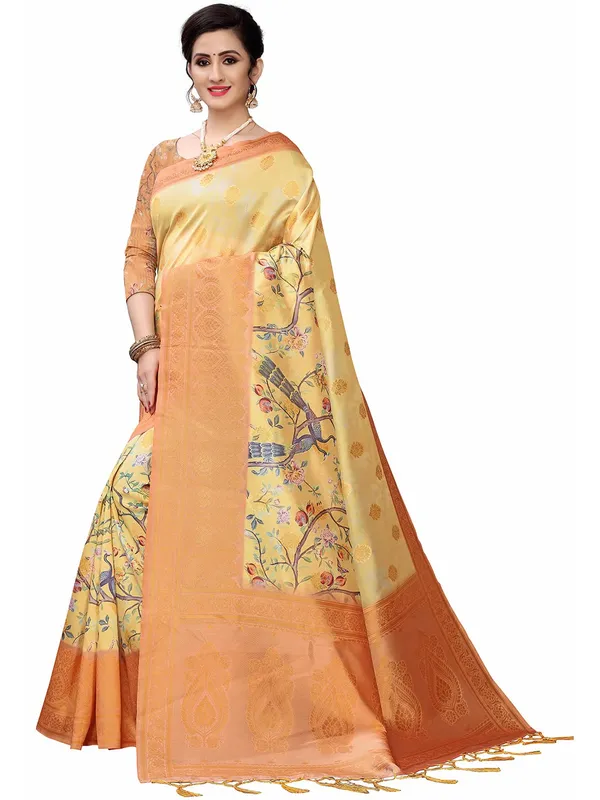 Multicolor_Cotton_Silk_Premium_&_Elegant_(_Bollywood_Style_Woven_Zari_Border_And_Pallu_Digital_Printed_)_Saree_Saree_With_Blouse_Piece_For_Women