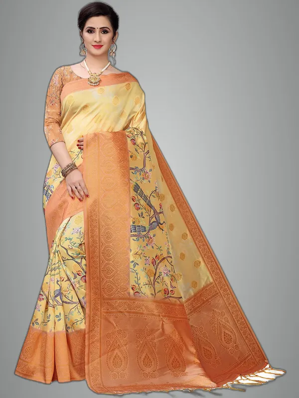 Multicolor_Cotton_Silk_Premium_&_Elegant_(_Bollywood_Style_Woven_Zari_Border_And_Pallu_Digital_Printed_)_Saree_Saree_With_Blouse_Piece_For_Women