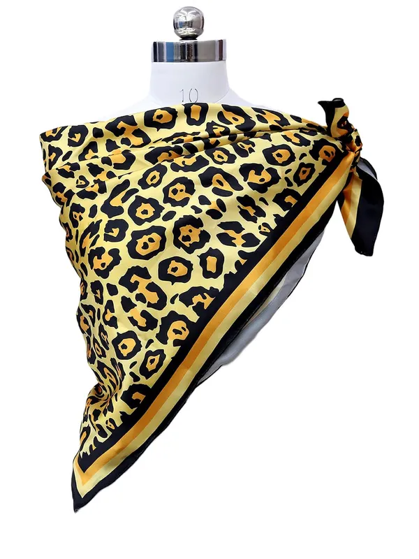 Yellow_&_Black_Polyester_Satin_Silk_Premium_&_Elegant_Digital_Printed_Square_Scarf_For_Women