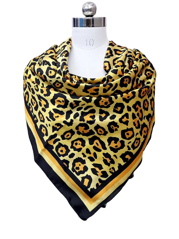 Yellow_&_Black_Polyester_Satin_Silk_Premium_&_Elegant_Digital_Printed_Square_Scarf_For_Women
