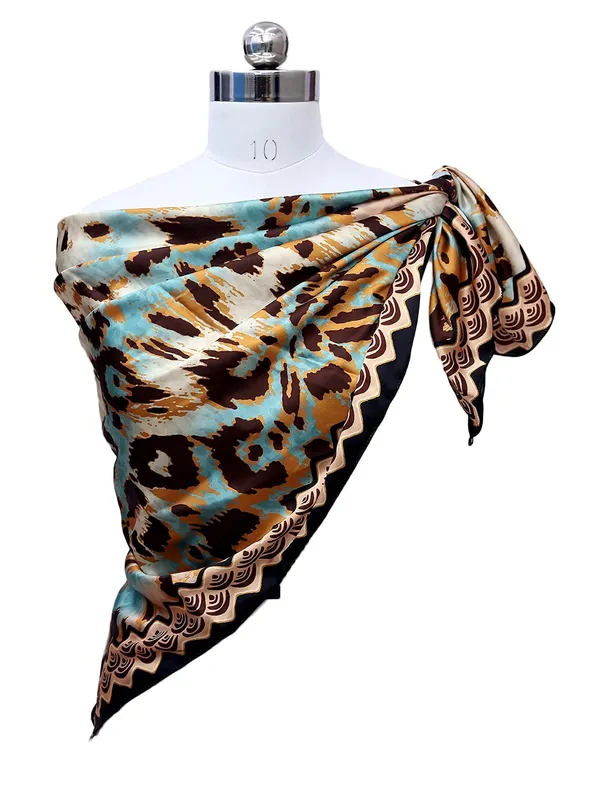 Beige_&_Blue_Polyester_Satin_Silk_Premium_&_Elegant_Digital_Printed_Square_Scarf_For_Women