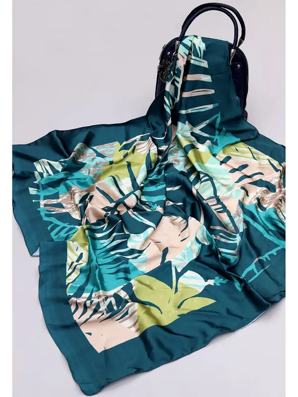 Turquoise_&_Olive_Green_Polyester_Satin_Silk_Premium_&_Elegant_Digital_Printed_Square_Scarf_For_Women_(Pack_Of_2)