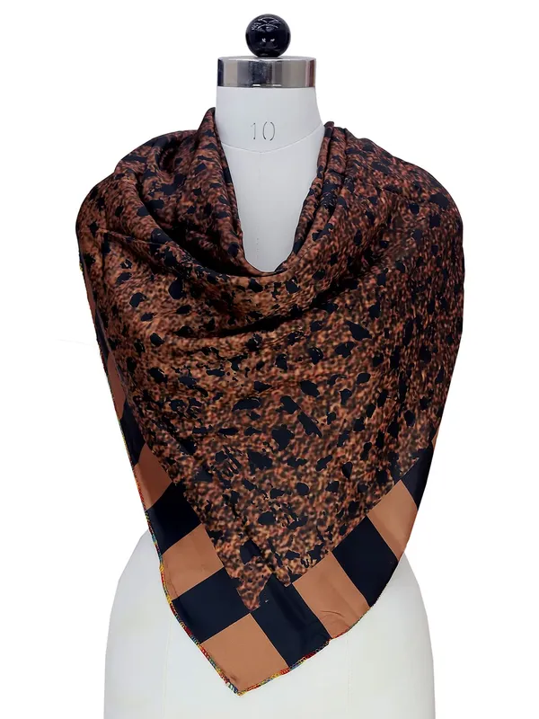 Brown_Polyester_Satin_Silk_Premium_&_Elegant_Digital_Printed_Square_Scarf_For_Women