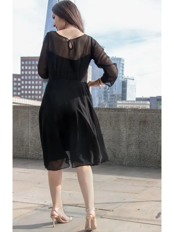 Black_Georgette_Premium_&_Elegant_Fit_And_Flare_Dress_For_Women