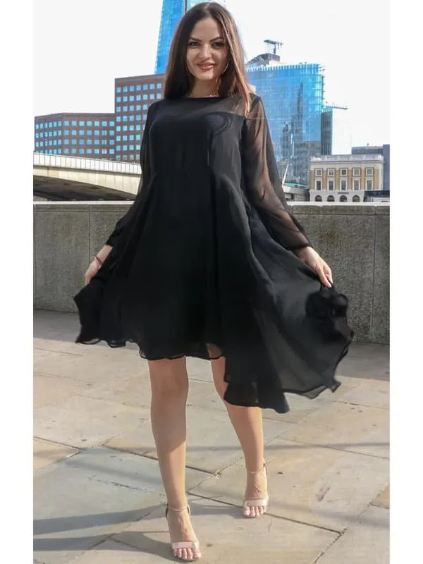 Black_Georgette_Premium_&_Elegant_Fit_And_Flare_Dress_For_Women