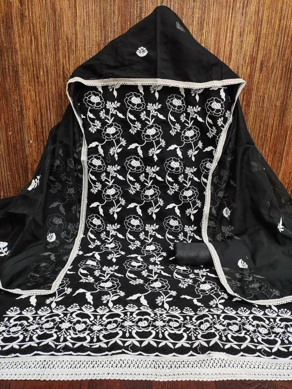 Black_Chanderi_Cotton_Salwar_Suit_Dress_Material_With_Rose_Thread_Work_&_Embroidered_Dupatta_Unstitched