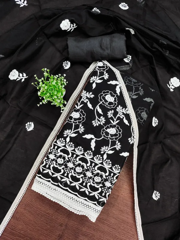 Black_Chanderi_Cotton_Salwar_Suit_Dress_Material_With_Rose_Thread_Work_&_Embroidered_Dupatta_Unstitched