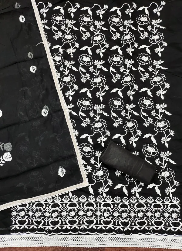 Black_Chanderi_Cotton_Salwar_Suit_Dress_Material_With_Rose_Thread_Work_&_Embroidered_Dupatta_Unstitched