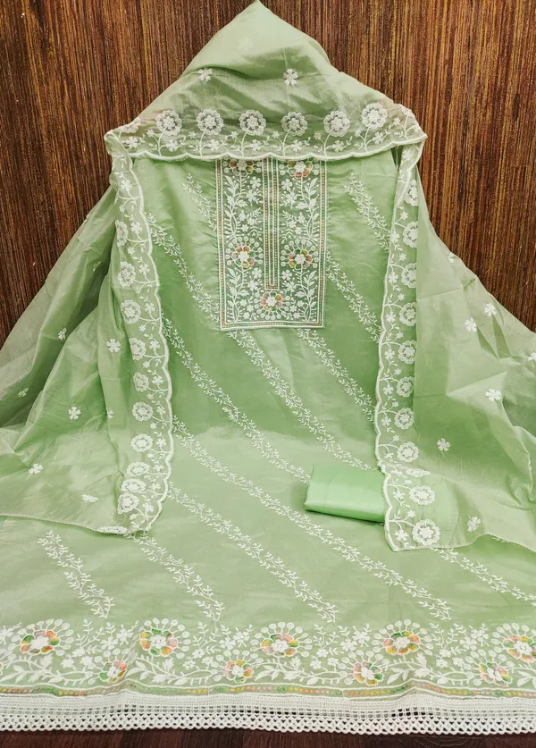Light_Green_Chanderi_Cotton_Salwar_Suit_Dress_Material_With_Heavy_White_Thread_Work_&_Embroidered_Dupatta_Unstitched