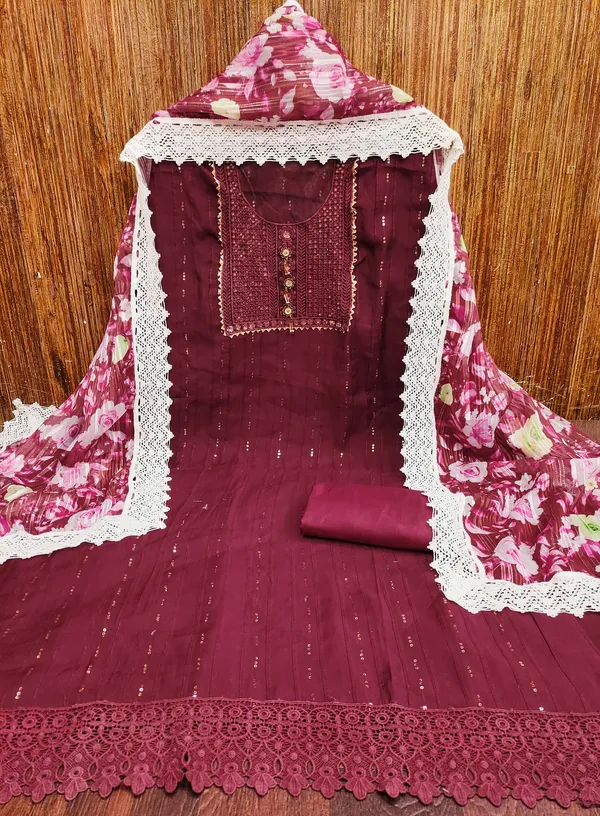Maroon_Roman_Silk_Salwar_Suit_Dress_Material_With_Thread_Sequin_Work_&_Georgette_Weaving_Dupatta_Unstitched