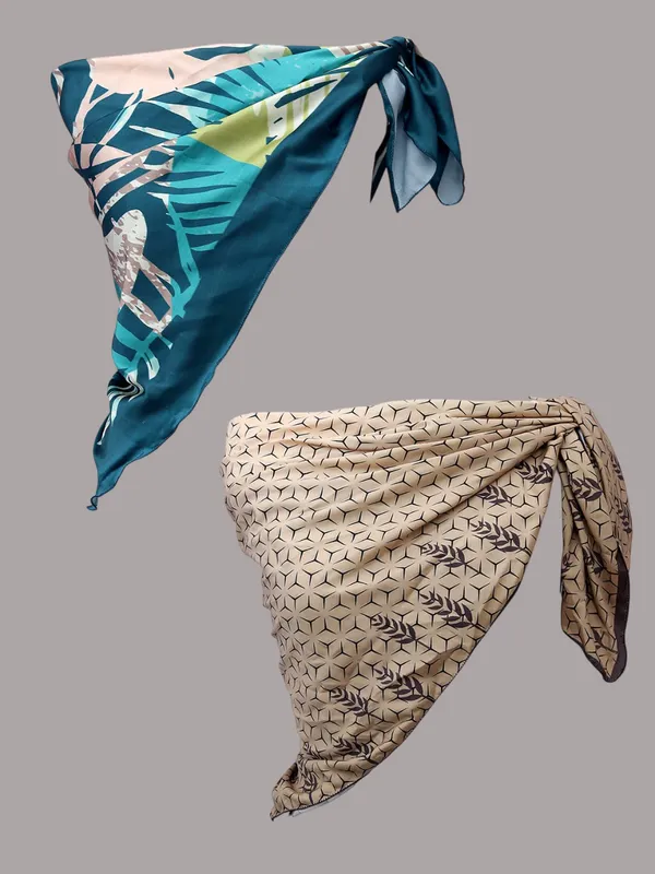 Turquoise_&_Beige_Polyester_Satin_Silk_Premium_&_Elegant_Digital_Printed_Square_Scarf_For_Women_(Pack_Of_2)