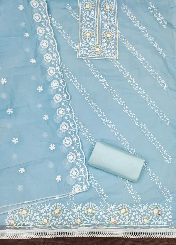 Sky_Blue_Chanderi_Cotton_Salwar_Suit_Dress_Material_With_Heavy_White_Thread_Work_&_Embroidered_Dupatta_Unstitched