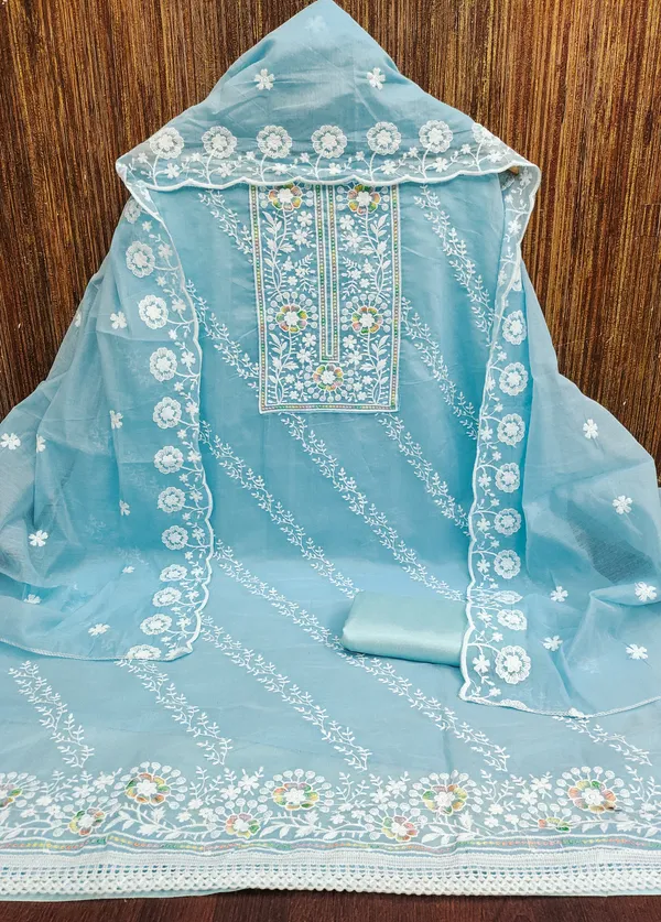 Sky_Blue_Chanderi_Cotton_Salwar_Suit_Dress_Material_With_Heavy_White_Thread_Work_&_Embroidered_Dupatta_Unstitched