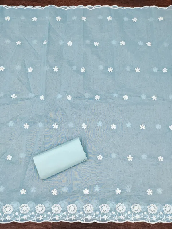 Sky_Blue_Chanderi_Cotton_Salwar_Suit_Dress_Material_With_Heavy_White_Thread_Work_&_Embroidered_Dupatta_Unstitched