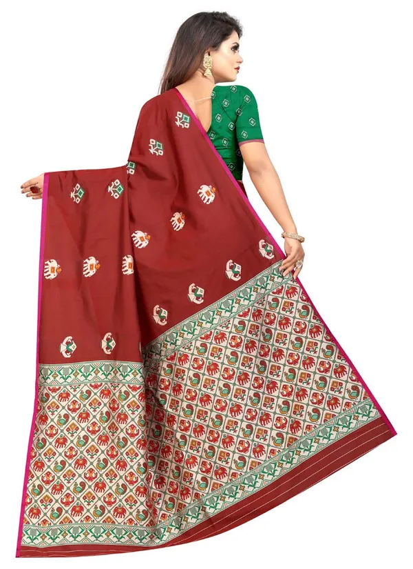 Maroon_Silk___Jacquard_Premium_&_Elegant_Patola_Saree_With_Blouse_Piece_For_Women