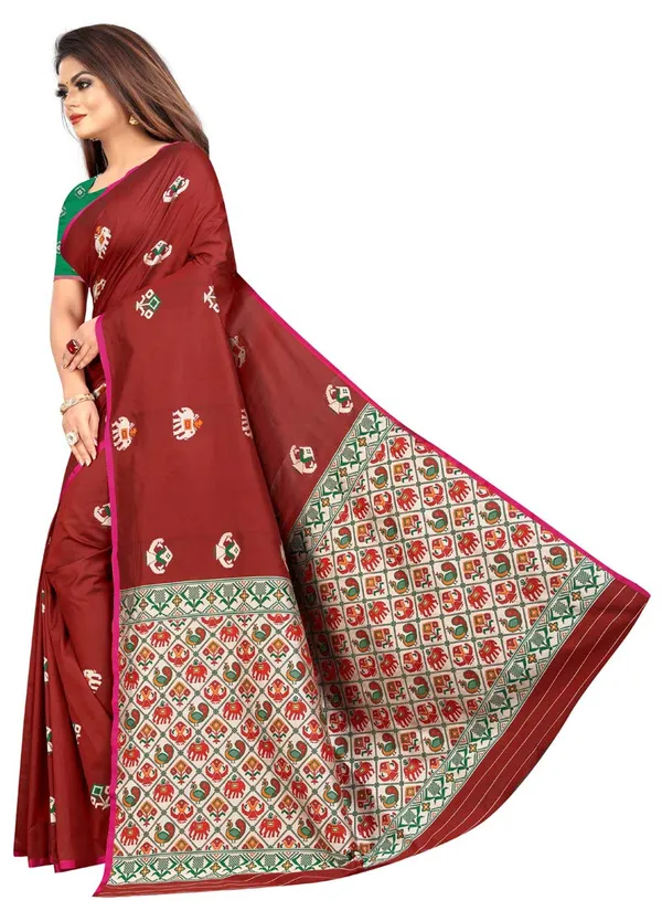 Maroon_Silk___Jacquard_Premium_&_Elegant_Patola_Saree_With_Blouse_Piece_For_Women