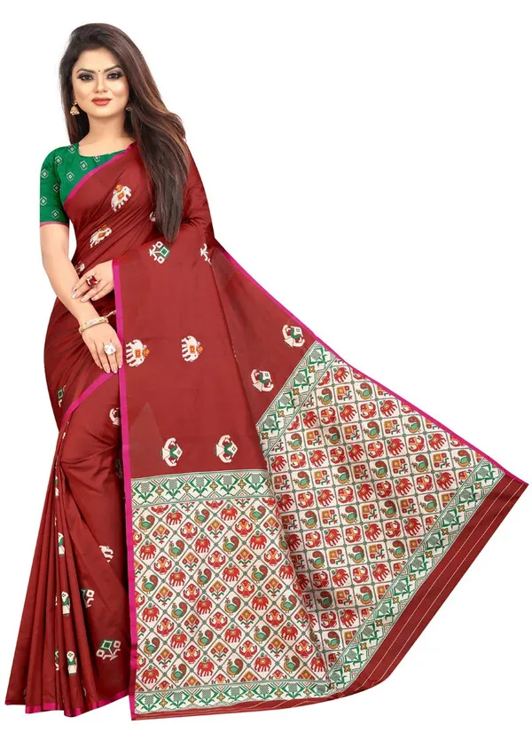 Maroon_Silk___Jacquard_Premium_&_Elegant_Patola_Saree_With_Blouse_Piece_For_Women