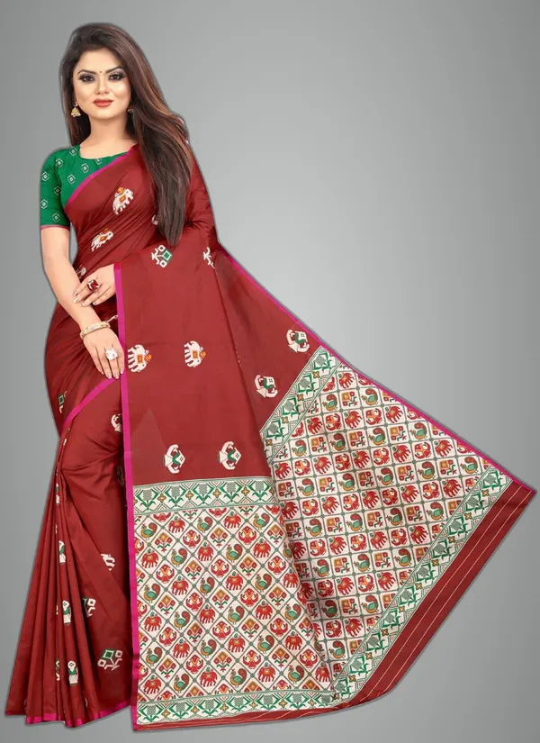 Maroon_Silk___Jacquard_Premium_&_Elegant_Patola_Saree_With_Blouse_Piece_For_Women