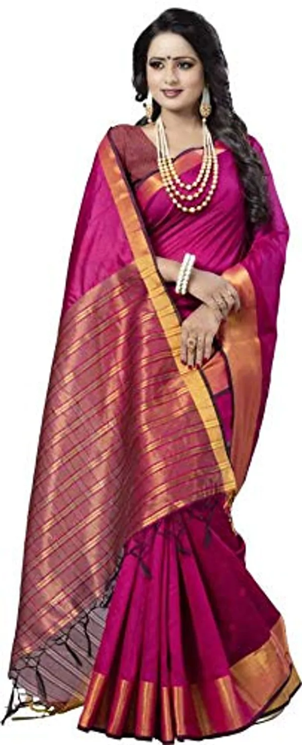 Magenta_Cotton_Silk_Premium_&_Elegant_Saree_Saree_With_Blouse_Piece_For_Women