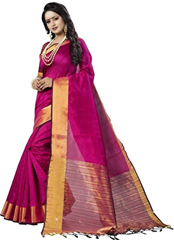 Magenta_Cotton_Silk_Premium_&_Elegant_Saree_Saree_With_Blouse_Piece_For_Women
