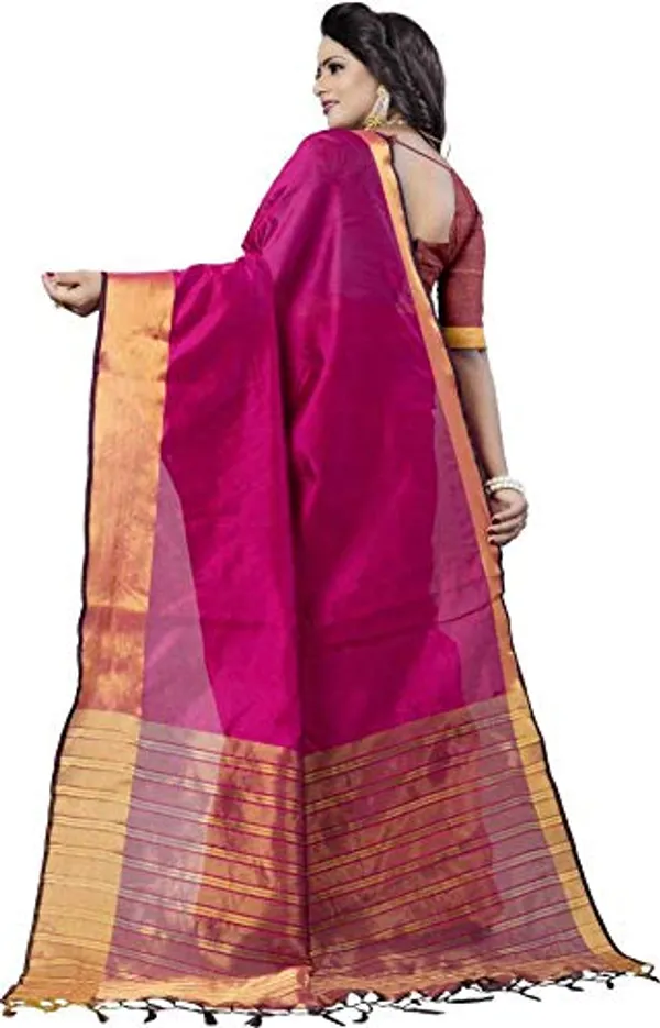 Magenta_Cotton_Silk_Premium_&_Elegant_Saree_Saree_With_Blouse_Piece_For_Women