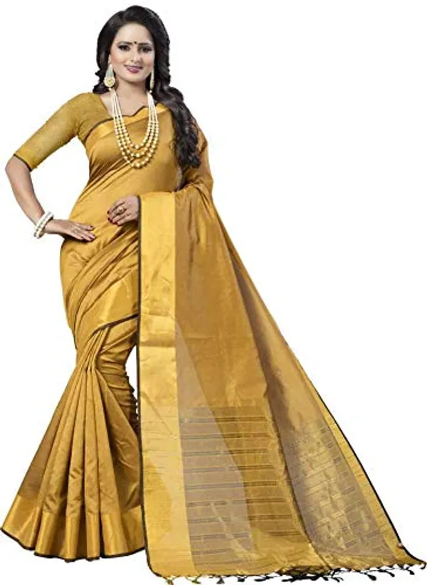 Golden_Polyester_Premium_&_Elegant_Saree_Saree_With_Blouse_Piece_For_Women