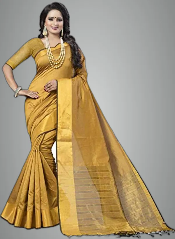 Golden_Polyester_Premium_&_Elegant_Saree_Saree_With_Blouse_Piece_For_Women
