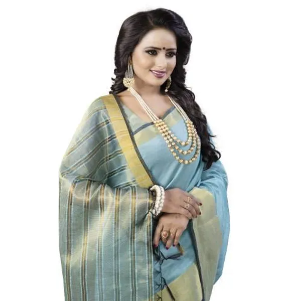 Sky_Blue_Cotton_Silk_Premium_&_Elegant_Saree_Saree_With_Blouse_Piece_For_Women