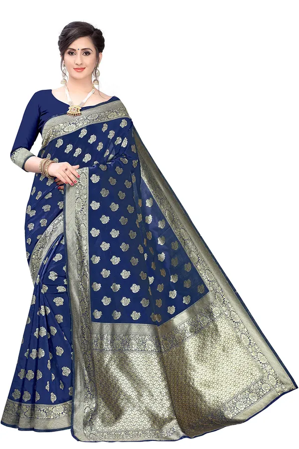 Blue_Silk___Jacquard_Premium_&_Elegant_(_Butti_)_Banarasi_Saree_With_Blouse_Piece_For_Women