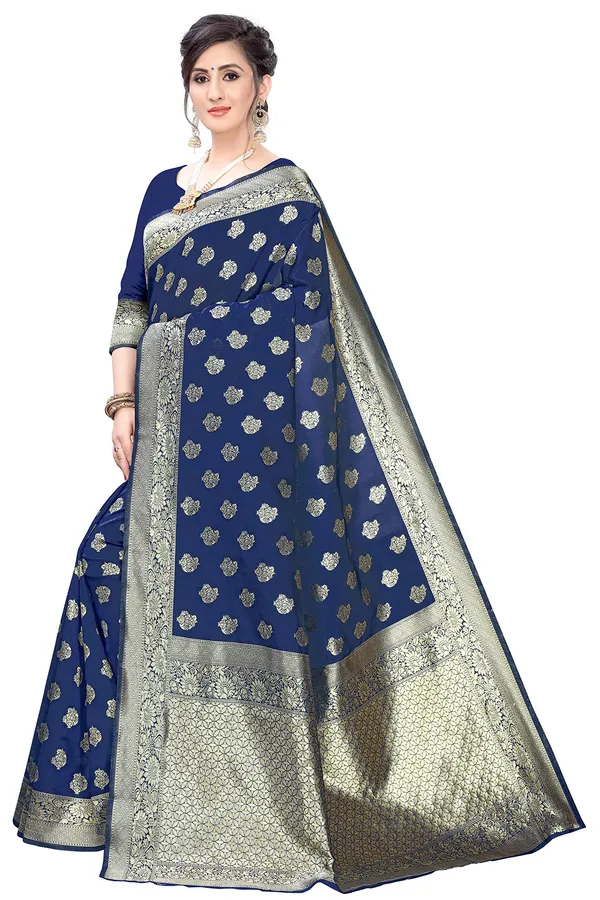 Blue_Silk___Jacquard_Premium_&_Elegant_(_Butti_)_Banarasi_Saree_With_Blouse_Piece_For_Women