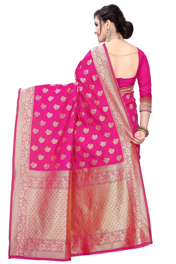 Pink_Silk___Jacquard_Premium_&_Elegant_(_Butti_)_Banarasi_Saree_With_Blouse_Piece_For_Women