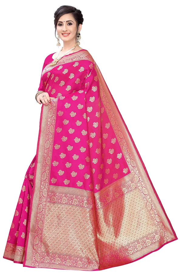 Pink_Silk___Jacquard_Premium_&_Elegant_(_Butti_)_Banarasi_Saree_With_Blouse_Piece_For_Women