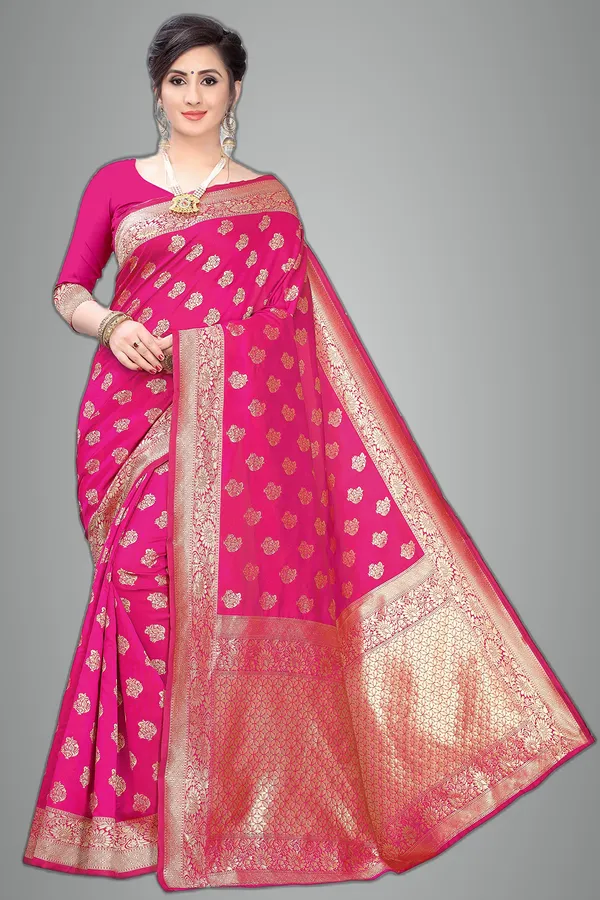 Pink_Silk___Jacquard_Premium_&_Elegant_(_Butti_)_Banarasi_Saree_With_Blouse_Piece_For_Women