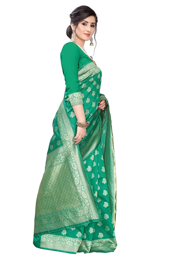 Green_Silk___Jacquard_Premium_&_Elegant_(_Butti_)_Banarasi_Saree_With_Blouse_Piece_For_Women