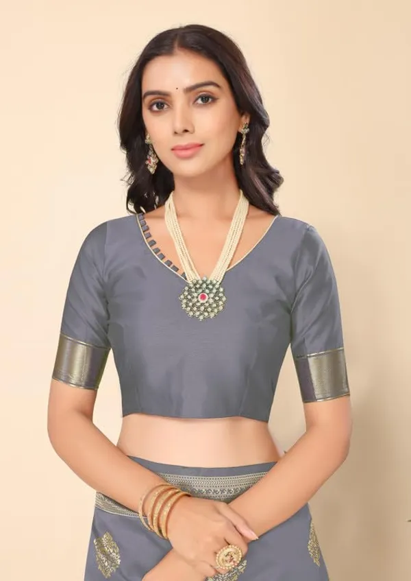 Grey_Silk_Premium_&_Elegant_(_Rich_Pallu_)_Kanjivaram_Banarasi_Saree_With_Blouse_Piece_For_Women